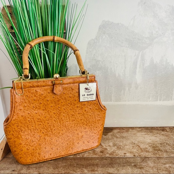 LE SABBI Bags Le Sabbi Vintage Burnt Orange Leather Hand Held Purse